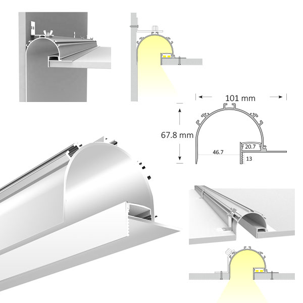 Vaulted Extrusion for Cove Lighting, TL020